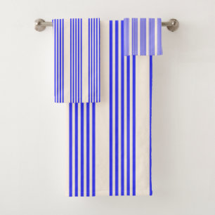 Elektrisch blauw en beige vijf strips bad handdoek