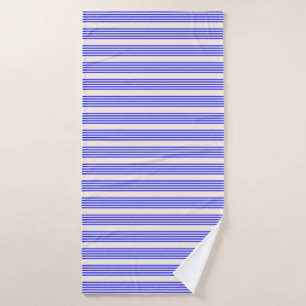 Elektrisch blauw en beige vijf strips badhanddoek