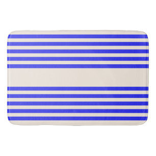 Elektrisch blauw en beige vijf strips badmat
