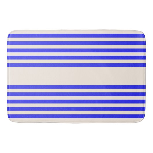 Elektrisch blauw en beige vijf strips badmat (Voorkant)