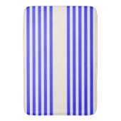 Elektrisch blauw en beige vijf strips badmat (Voorkant Verticaal)