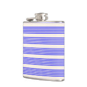 Elektrisch blauw en beige vijf strips heupfles (Links)