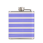 Elektrisch blauw en beige vijf strips heupfles (Achterkant)