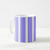 Elektrisch blauw en beige vijf strips koffiemok (Voorkant links)