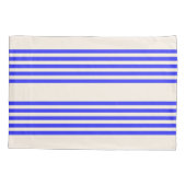 Elektrisch blauw en beige vijf strips kussensloop (Achterkant)