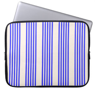 Elektrisch blauw en beige vijf strips laptop sleeve
