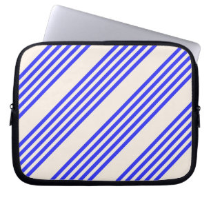 Elektrisch blauw en beige vijf strips laptop sleeve