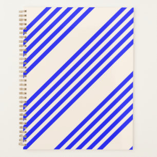Elektrisch blauw en beige vijf strips planner