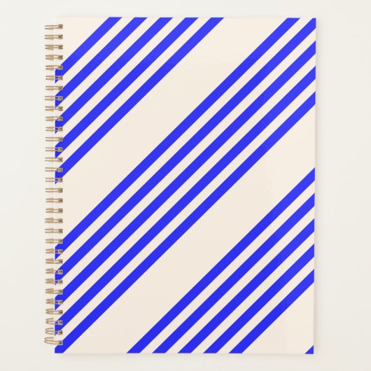 Elektrisch blauw en beige vijf strips planner (Voorkant)