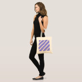 Elektrisch blauw en beige vijf strips tote bag (Voorkant (model))