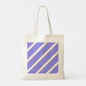 Elektrisch blauw en beige vijf strips tote bag (Achterkant)