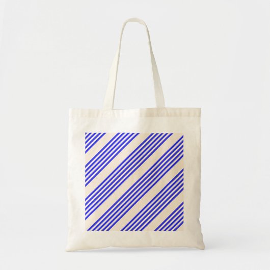Elektrisch blauw en beige vijf strips tote bag (Voorkant)
