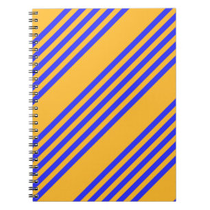 Elektrisch blauw en geel vijf strepen patroon notitieboek
