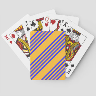 Elektrisch blauw en geel vijf strepen patroon pokerkaarten