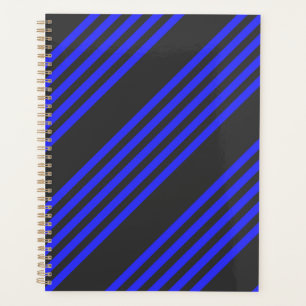 Elektrisch blauw en houtskool met vijf strippen planner