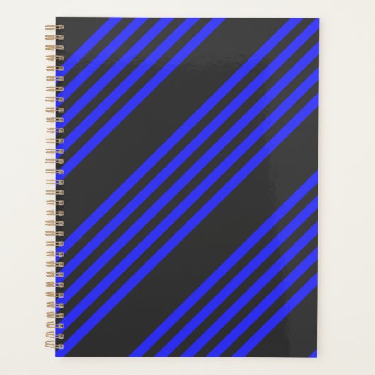 Elektrisch blauw en houtskool met vijf strippen planner (Voorkant)