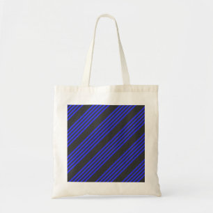 Elektrisch blauw en houtskool met vijf strippen tote bag