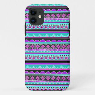 Elektrisch blauw en paars geometrisch patroon iPhone 11 hoesje