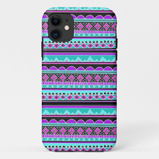 Elektrisch blauw en paars geometrisch patroon Case-Mate iPhone case (Achterkant)