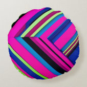 Elektrisch blauw en roze rond kussen (Achterkant)