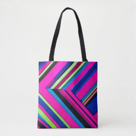 Elektrisch blauw en roze tote bag