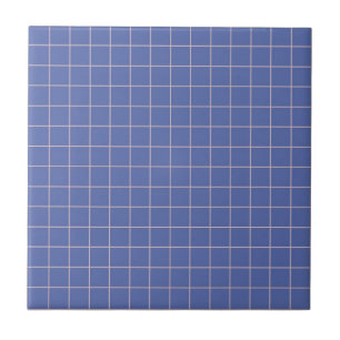 Elektrisch blauw en wit geruite retro minimalist tegeltje