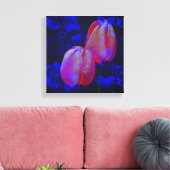 Elektrisch blauw hart en roze tulpen canvas afdruk (Insitu (Woonkamer))
