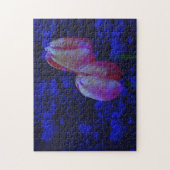 Elektrisch blauw hart en roze tulpen legpuzzel (Verticaal)