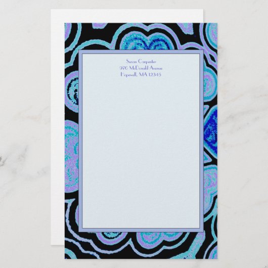 Elektrisch blauw hart- en vaatwerk briefpapier (Voorkant / Achterkant)