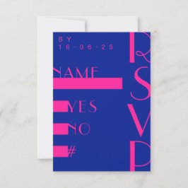 Elektrisch Blauw Heet Roze Trendy Moderne Huwelijk Kaart