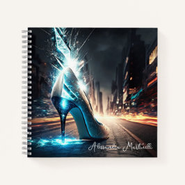 Elektrisch Blauw Hoge Hak City Scene Gepersonalise Notitieboek
