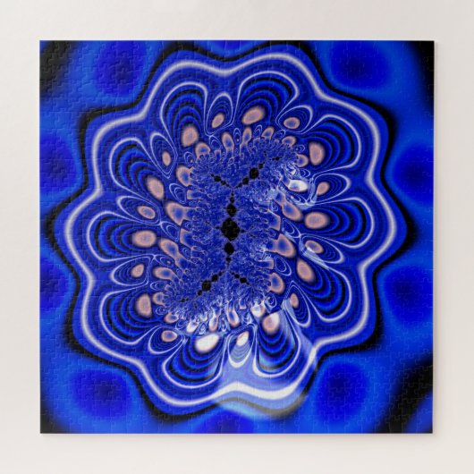 Elektrisch blauw holografisch fractale ventilator legpuzzel (Horizontaal)