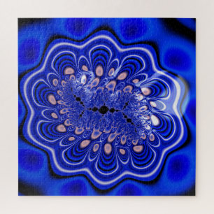 Elektrisch blauw holografisch fractale ventilator  legpuzzel