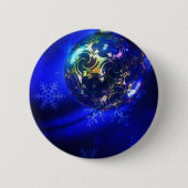 Elektrisch blauw kerstblauw ontwerp, geschikt voor ronde button 5,7 cm (Voorkant)