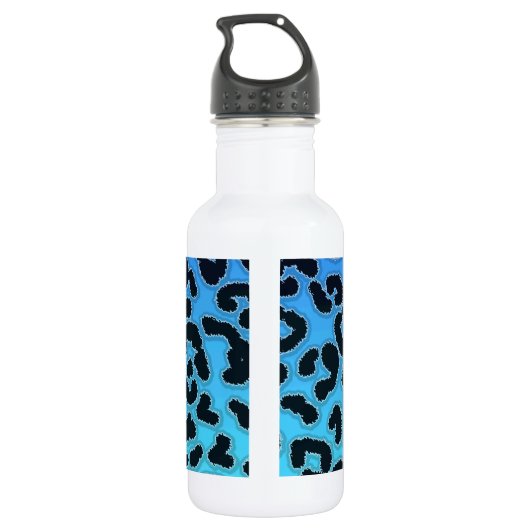 Elektrisch Blauw Leopard Print; Krijtbordlook Waterfles (Achterkant)