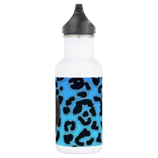 Elektrisch Blauw Leopard Print; Krijtbordlook Waterfles (Rechts)