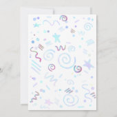 Elektrisch Blauw "Let's Party" Modern & Kleurrijk Kaart (Achterkant)