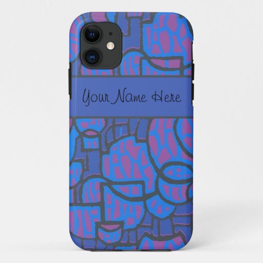 Elektrisch blauw, magenta Abstract, zwarte contour Case-Mate iPhone Case (Achterkant)