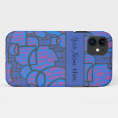 Elektrisch blauw, magenta Abstract, zwarte contour Case-Mate iPhone Case (Achterkant (horizontaal))