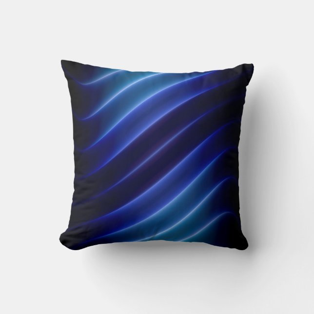Elektrisch Blauw Neon Stripes Modern Kussen (Voorkant)