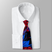 Elektrisch Blauw Rood Abstract Patroon Stropdas (Gebonden)