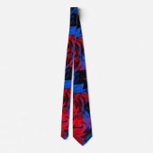 Elektrisch Blauw Rood Abstract Patroon Stropdas (Achterkant)