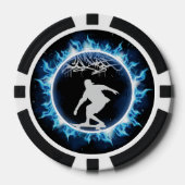 Elektrisch Blauw Skater Spel Poker Chip (Voorkant)