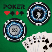 Elektrisch Blauw Skater Spel Poker Chip