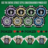 Elektrisch Blauw Skater Spel Poker Chip