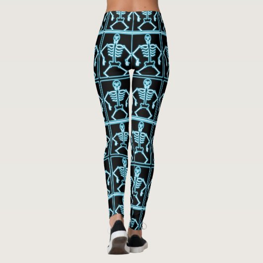 Elektrisch blauw skelet leggings (Achterkant)