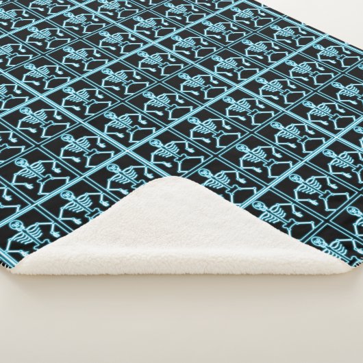 Elektrisch blauw skelet sherpa deken (3/4)