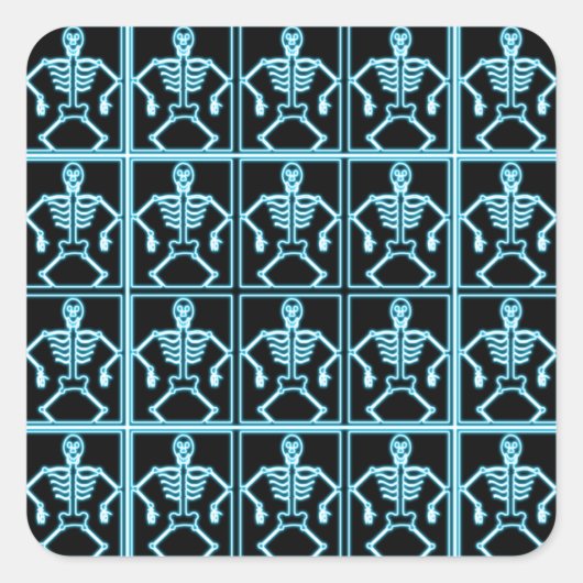 Elektrisch blauw skelet stickers (Voorkant)