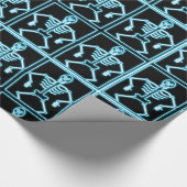 Elektrisch blauw skeletinpakpapier cadeaupapier (Hoek)