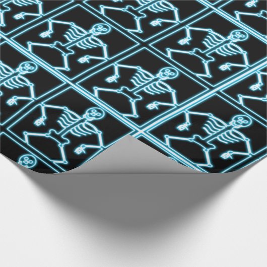 Elektrisch blauw skeletinpakpapier cadeaupapier (Hoek)